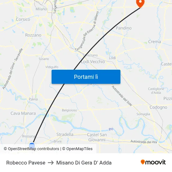 Robecco Pavese to Misano Di Gera D' Adda map