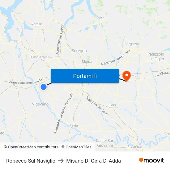 Robecco Sul Naviglio to Misano Di Gera D' Adda map