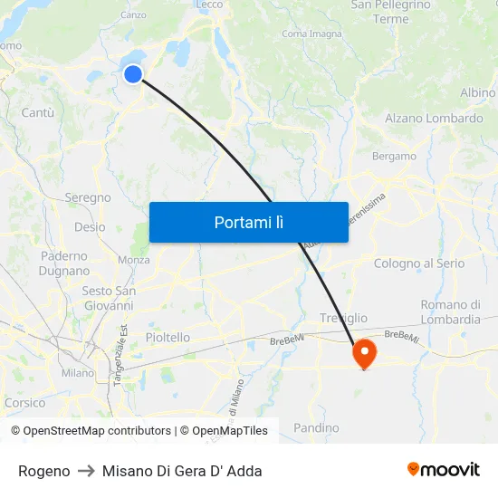Rogeno to Misano Di Gera D' Adda map