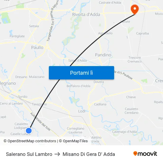 Salerano Sul Lambro to Misano Di Gera D' Adda map