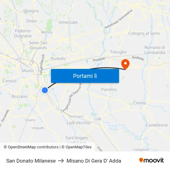 San Donato Milanese to Misano Di Gera D' Adda map