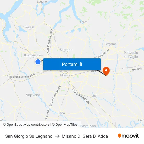 San Giorgio Su Legnano to Misano Di Gera D' Adda map