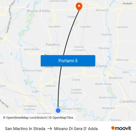 San Martino In Strada to Misano Di Gera D' Adda map