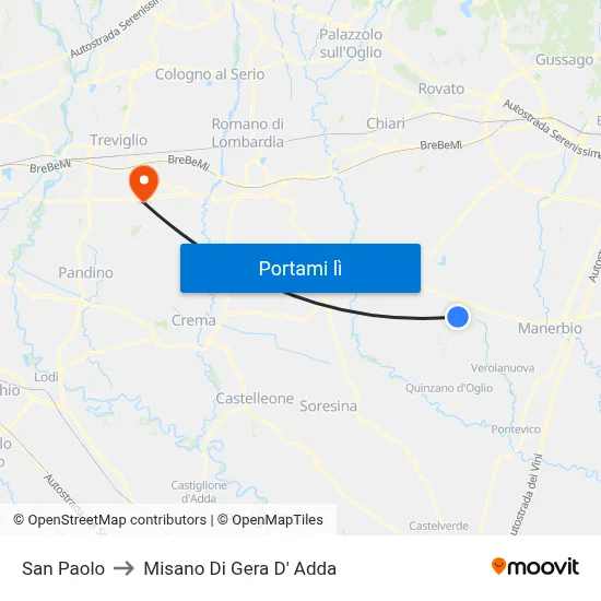 San Paolo to Misano Di Gera D' Adda map
