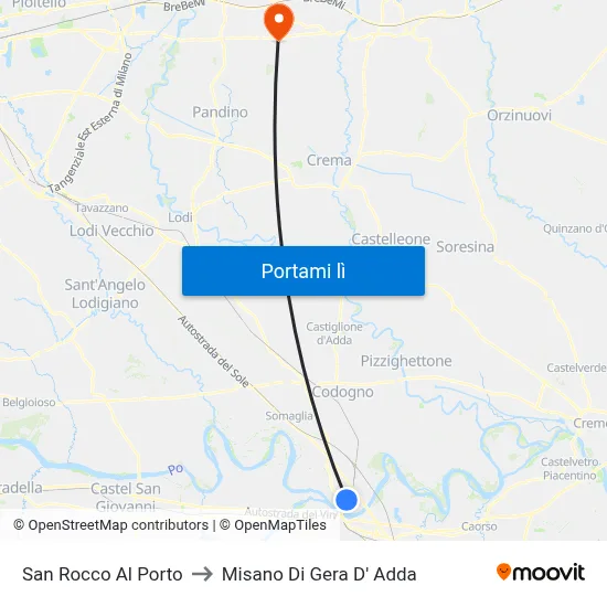 San Rocco Al Porto to Misano Di Gera D' Adda map