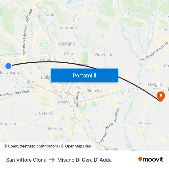 San Vittore Olona to Misano Di Gera D' Adda map