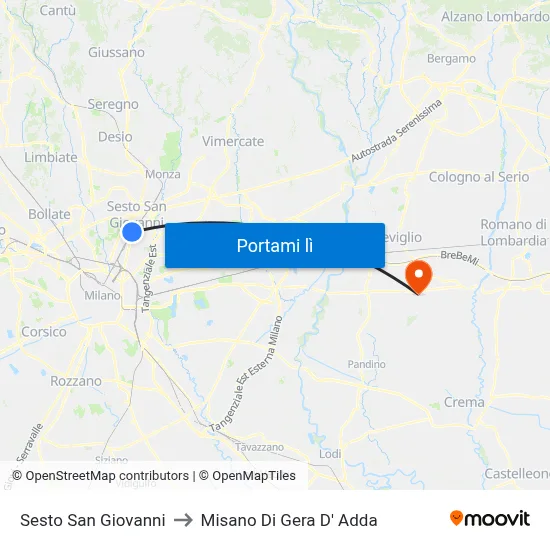 Sesto San Giovanni to Misano Di Gera D' Adda map