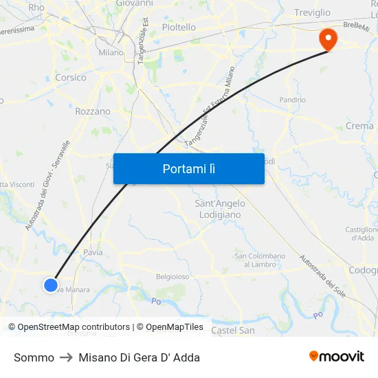 Sommo to Misano Di Gera D' Adda map