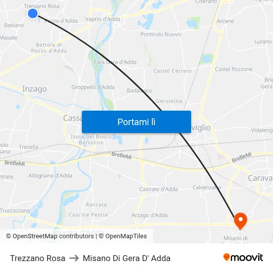 Trezzano Rosa to Misano Di Gera D' Adda map