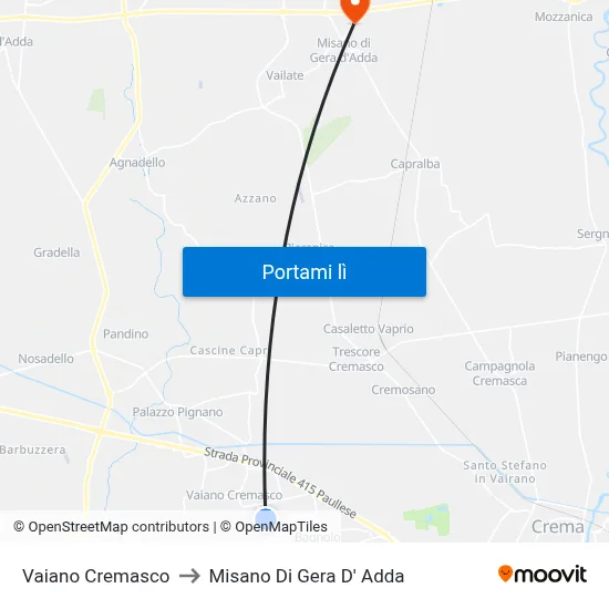 Vaiano Cremasco to Misano Di Gera D' Adda map