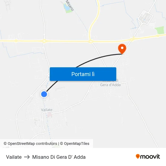 Vailate to Misano Di Gera D' Adda map