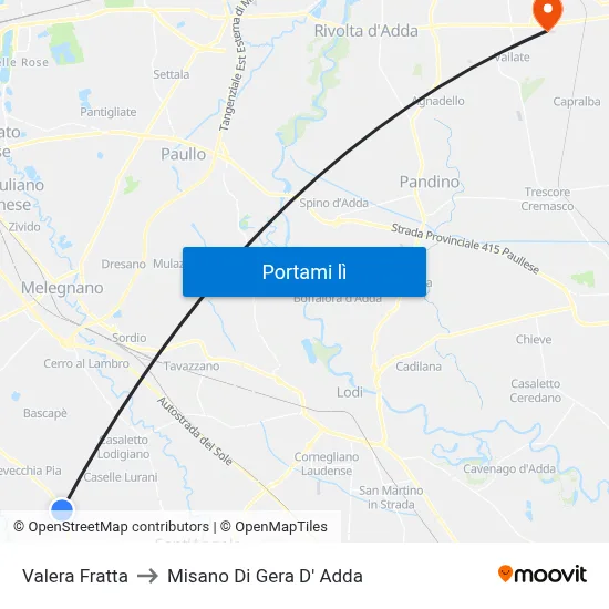 Valera Fratta to Misano Di Gera D' Adda map