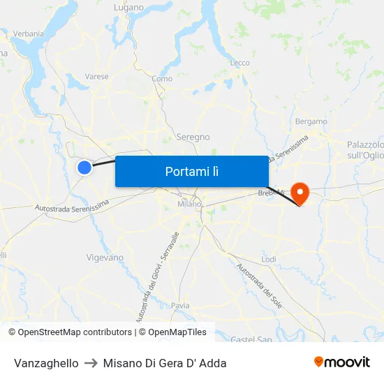 Vanzaghello to Misano Di Gera D' Adda map