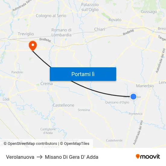 Verolanuova to Misano Di Gera D' Adda map
