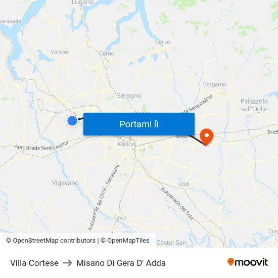 Villa Cortese to Misano Di Gera D' Adda map