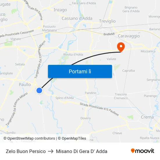 Zelo Buon Persico to Misano Di Gera D' Adda map