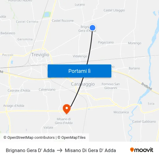 Brignano Gera D' Adda to Misano Di Gera D' Adda map