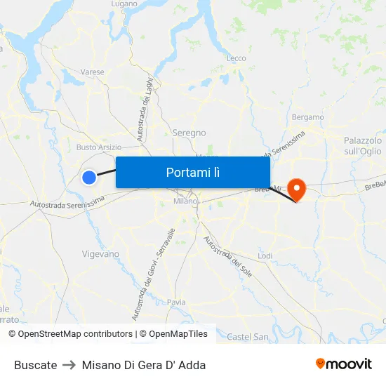 Buscate to Misano Di Gera D' Adda map