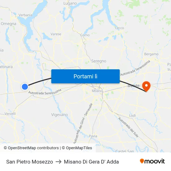San Pietro Mosezzo to Misano Di Gera D' Adda map