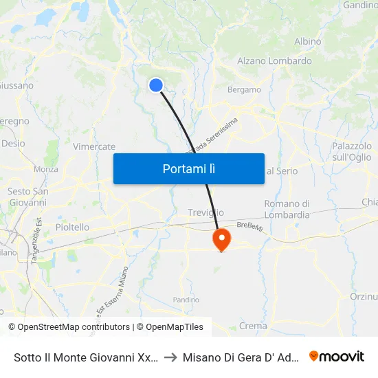 Sotto Il Monte Giovanni Xxiii to Misano Di Gera D' Adda map