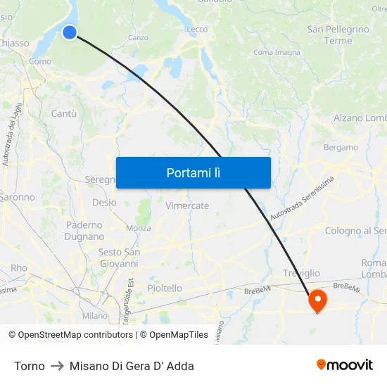 Torno to Misano Di Gera D' Adda map