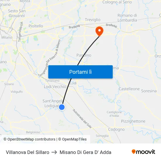 Villanova Del Sillaro to Misano Di Gera D' Adda map