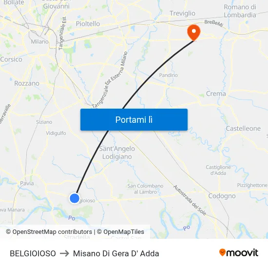 BELGIOIOSO to Misano Di Gera D' Adda map