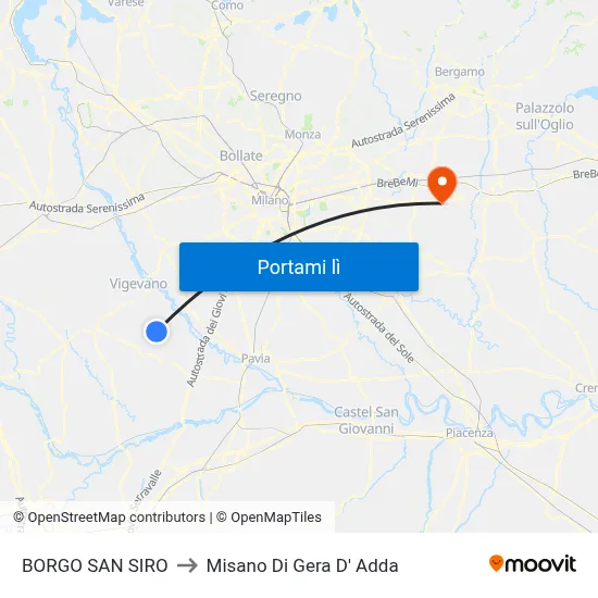 BORGO SAN SIRO to Misano Di Gera D' Adda map