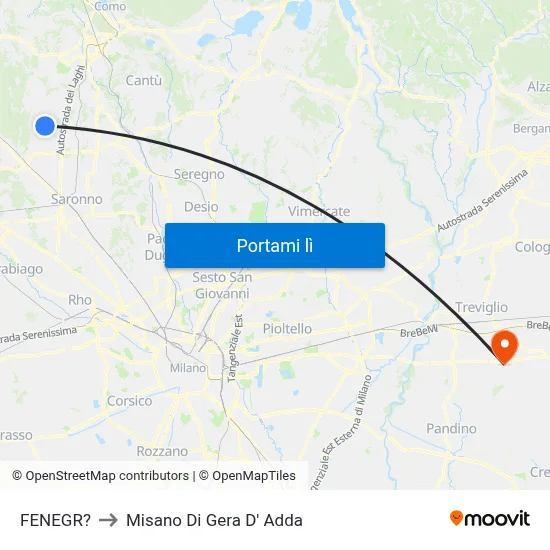 FENEGR? to Misano Di Gera D' Adda map