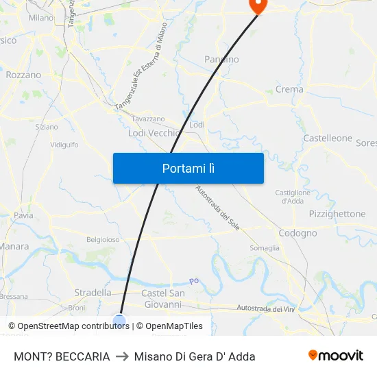 MONT? BECCARIA to Misano Di Gera D' Adda map