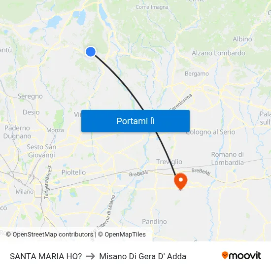 SANTA MARIA HO? to Misano Di Gera D' Adda map