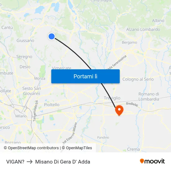 VIGAN? to Misano Di Gera D' Adda map