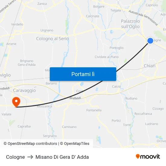 Cologne to Misano Di Gera D' Adda map