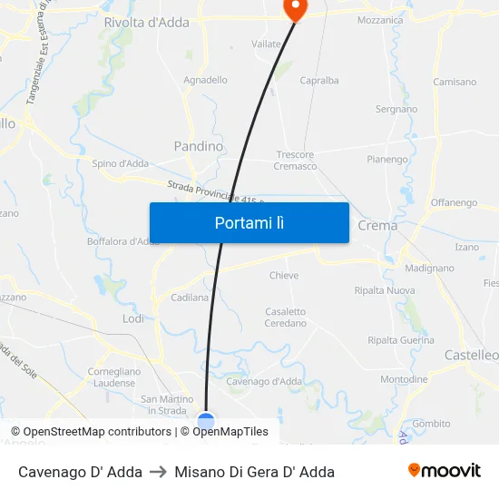 Cavenago D' Adda to Misano Di Gera D' Adda map