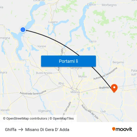 Ghiffa to Misano Di Gera D' Adda map