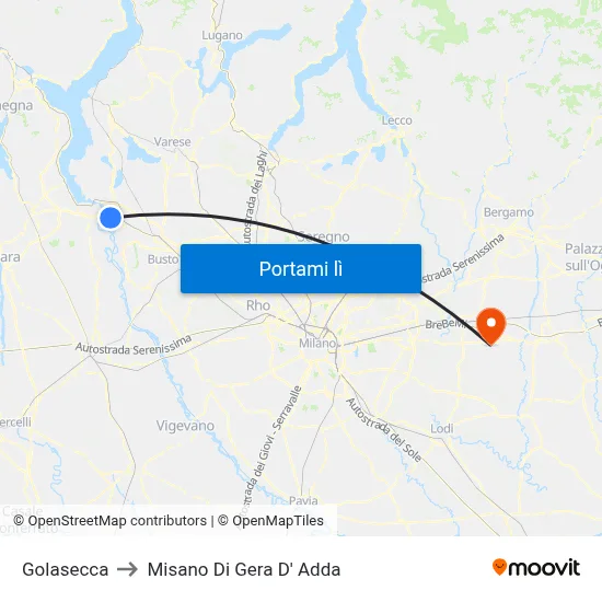 Golasecca to Misano Di Gera D' Adda map