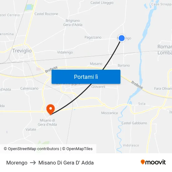 Morengo to Misano Di Gera D' Adda map