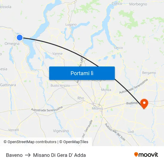 Baveno to Misano Di Gera D' Adda map