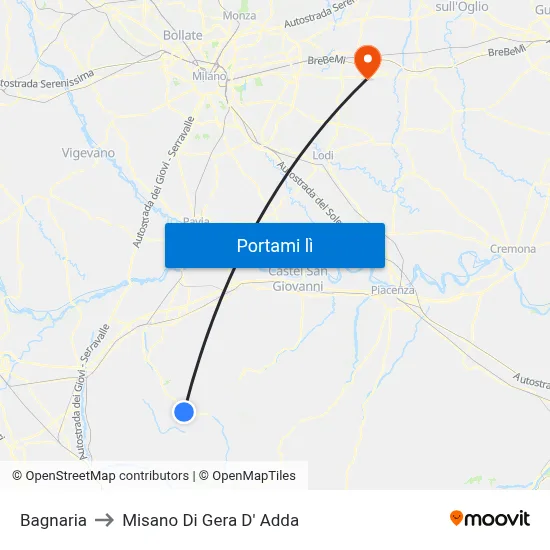 Bagnaria to Misano Di Gera D' Adda map