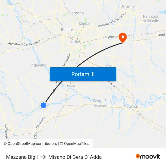 Mezzana Bigli to Misano Di Gera D' Adda map