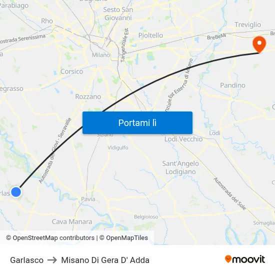 Garlasco to Misano Di Gera D' Adda map