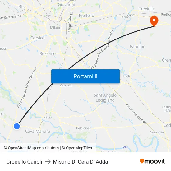 Gropello Cairoli to Misano Di Gera D' Adda map