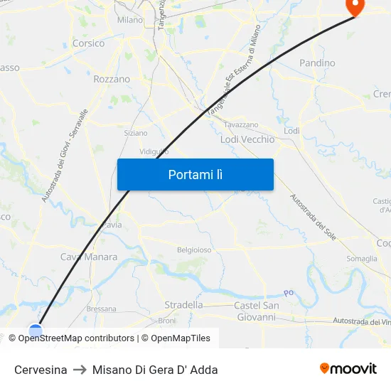 Cervesina to Misano Di Gera D' Adda map
