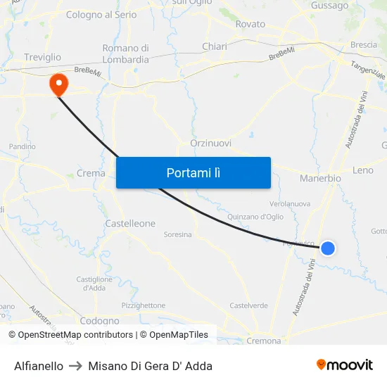 Alfianello to Misano Di Gera D' Adda map