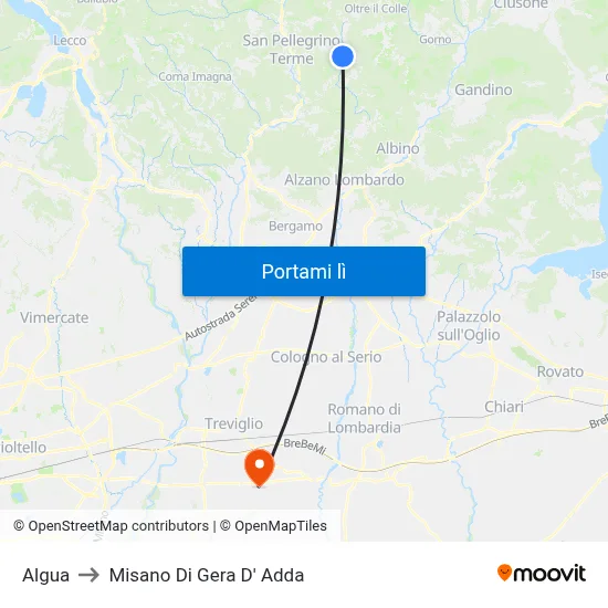 Algua to Misano Di Gera D' Adda map