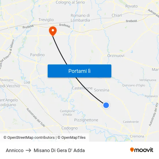 Annicco to Misano Di Gera D' Adda map