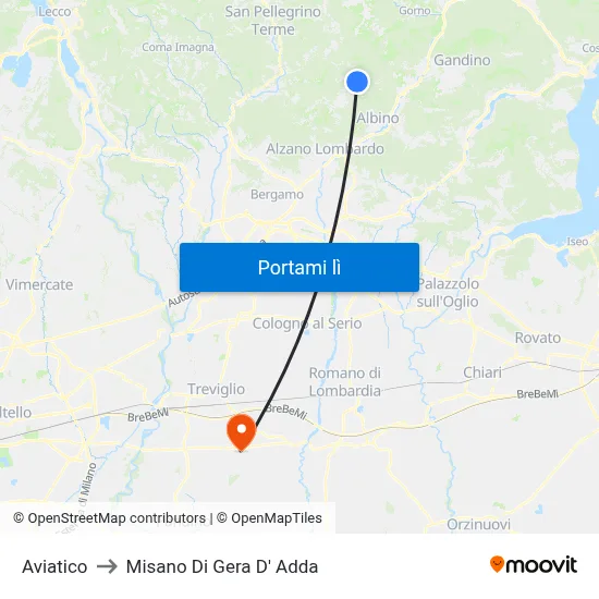 Aviatico to Misano Di Gera D' Adda map