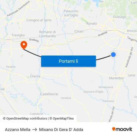 Azzano Mella to Misano Di Gera D' Adda map