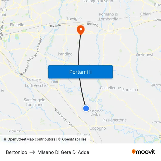 Bertonico to Misano Di Gera D' Adda map