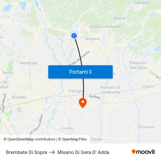 Brembate Di Sopra to Misano Di Gera D' Adda map